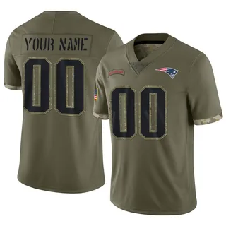 Custom Men's New England Patriots 2022 Salute To Service Jersey - Limited Olive