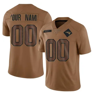 Custom Men's New England Patriots 2023 Salute To Service Jersey - Limited Brown