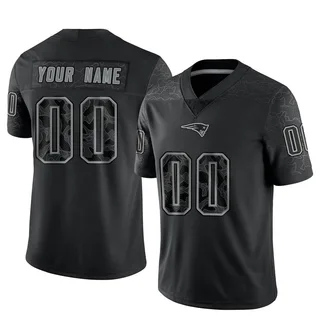 Custom Men's New England Patriots Reflective Jersey - Limited Black