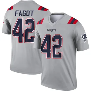 Diego Fagot Men's New England Patriots Nike Inverted Jersey - Legend Gray