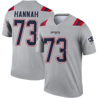 John Hannah Men's New England Patriots Inverted Jersey - Legend Gray