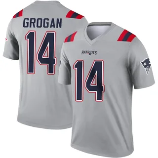 Steve Grogan Men's New England Patriots Inverted Jersey - Legend Gray